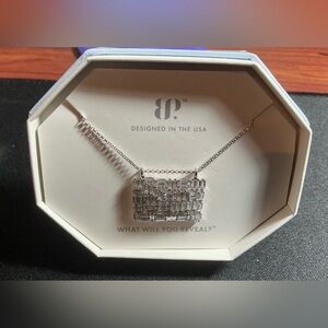 Ring Bomb Party OG Necklace NK67218 "Born To Adorn" Rhodium / Diamond Cubic...